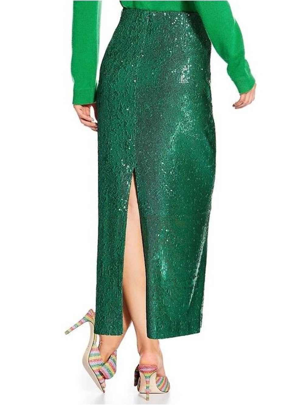 Antonio Melani Womens Naomi Sequin Skirt Green Beaded Cocktail Size 14 NWT - Picture 5 of 16
